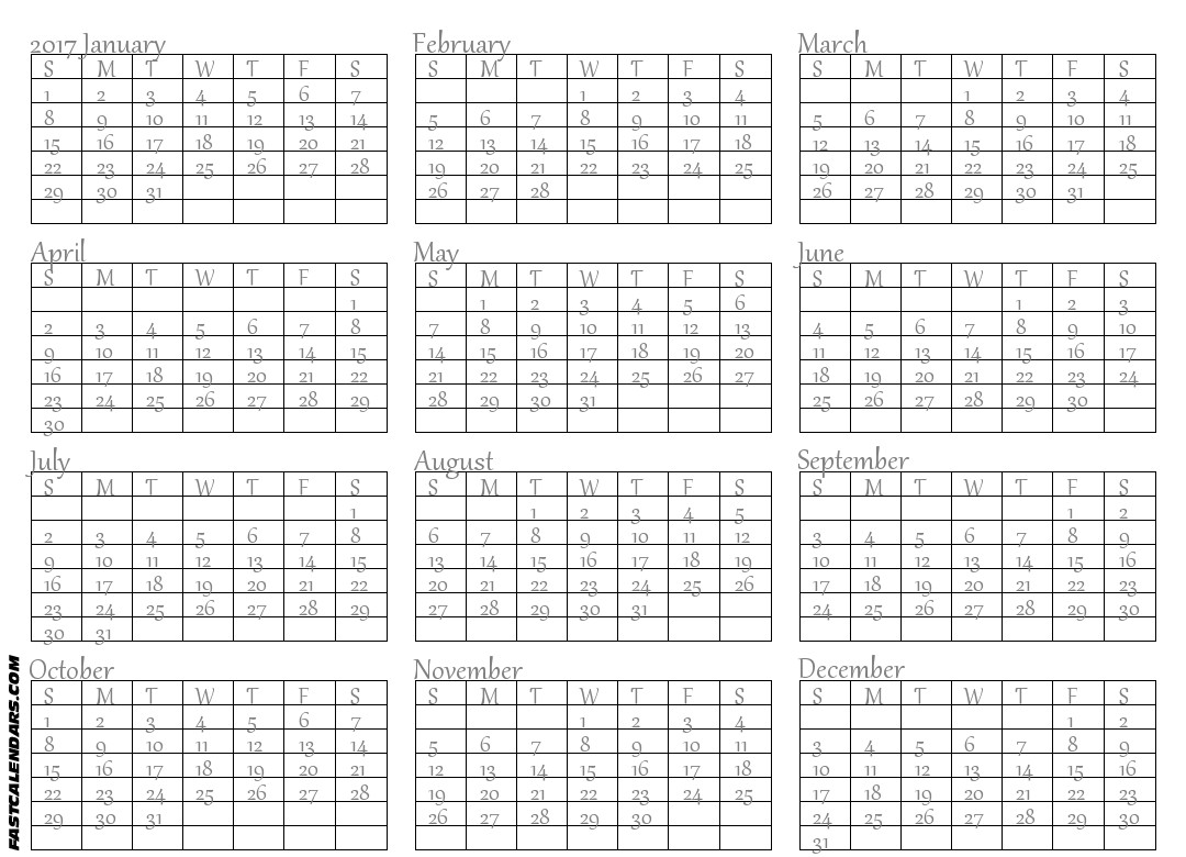 blank full year calendars