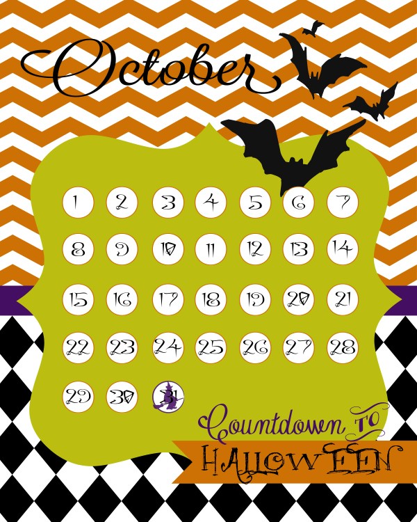 halloween countdown calendar printables