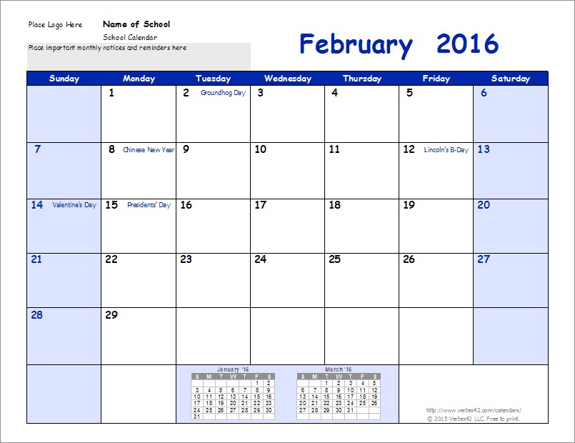 School Calendar Printable School Calendar Template 2016 2017 School Year Calendar