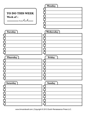 To Do List Calendar Printable Weekly Calendar to Do List Template