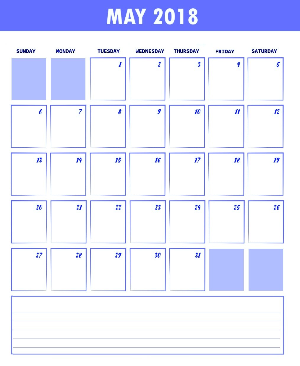 Waterproof Printable Calendar Free May 2018 Waterproof Calendars