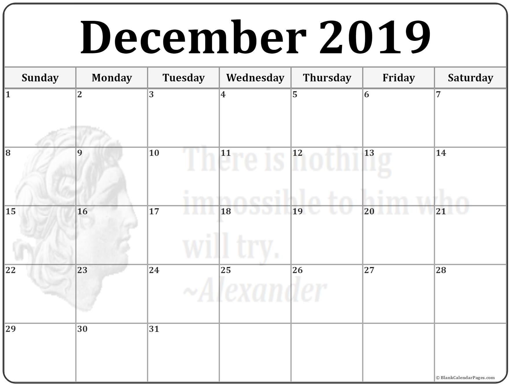 CAL=December 2019 calendar