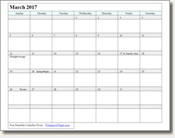 free printable 2017 calendar waterproof paper