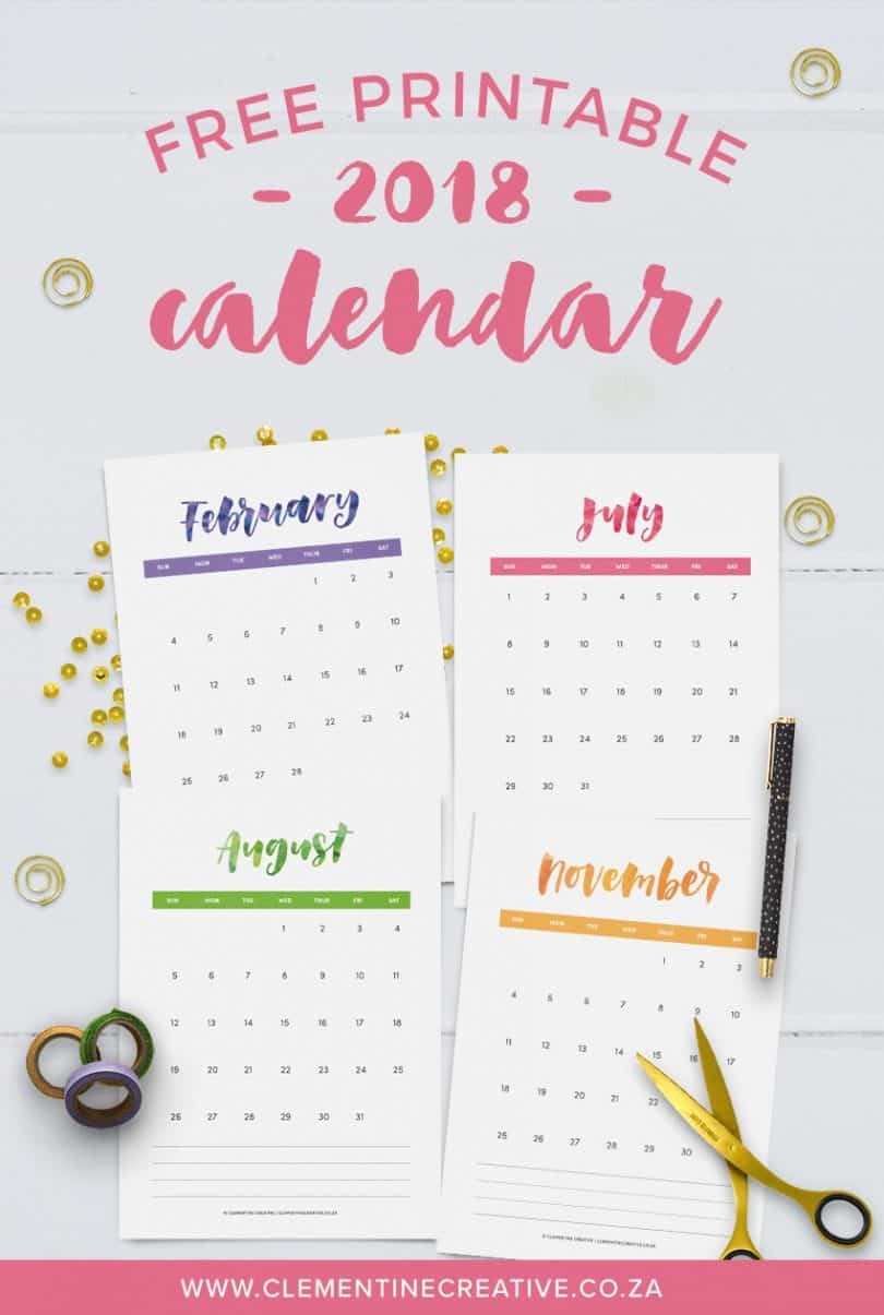 Free Printable Wall Calendar 20 Free Printable Calendars for 2018 Yes Missy