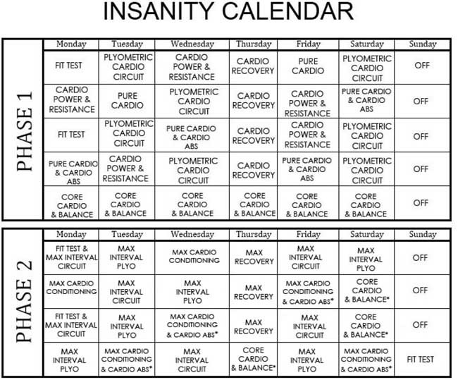 Insanity Calendar Printable Marykaa S Fitness Log 60