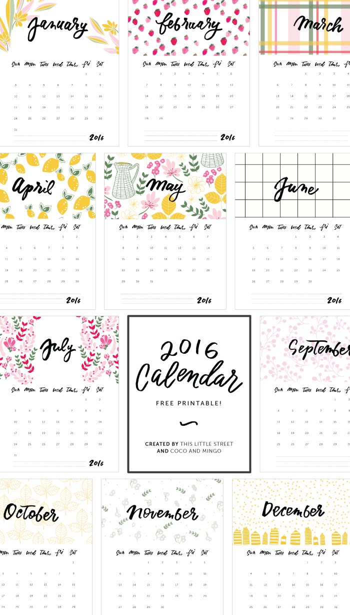 Printable Calendar Download 2016 Calendars to Print Free No Downloads