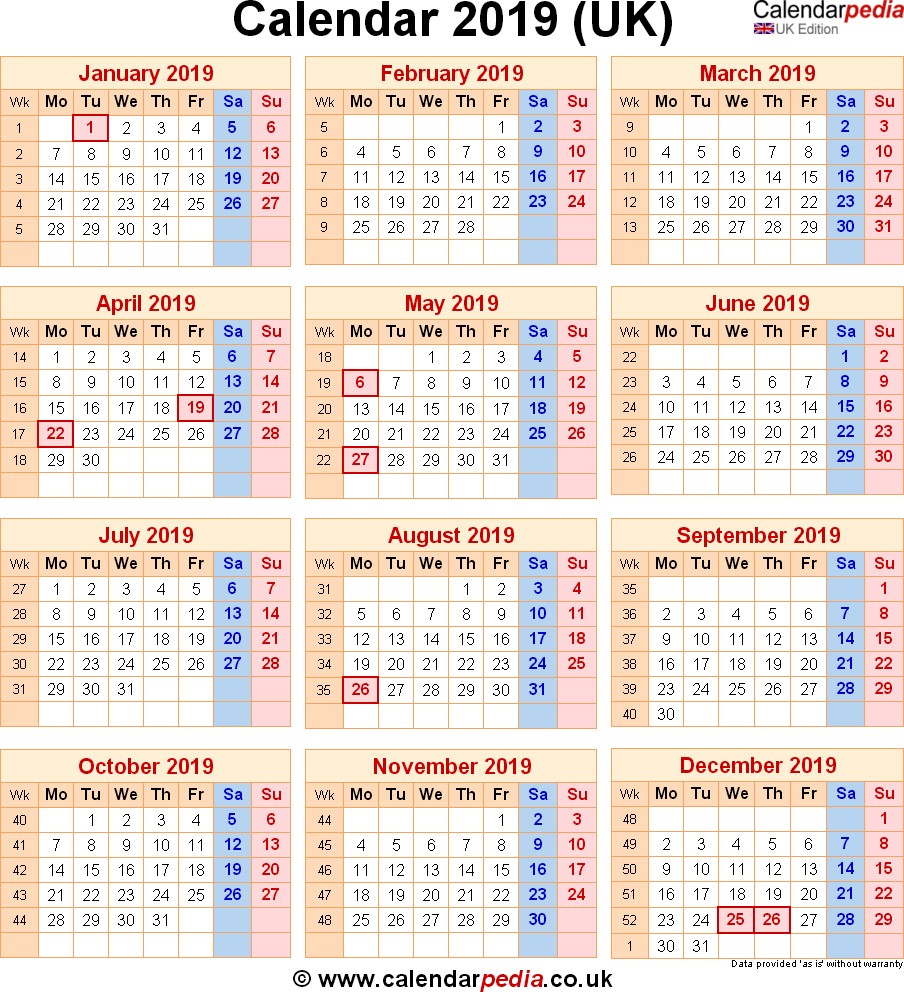 Printable Calendar for 2019 with Holidays October 2019 Calendar with Holidays Uk