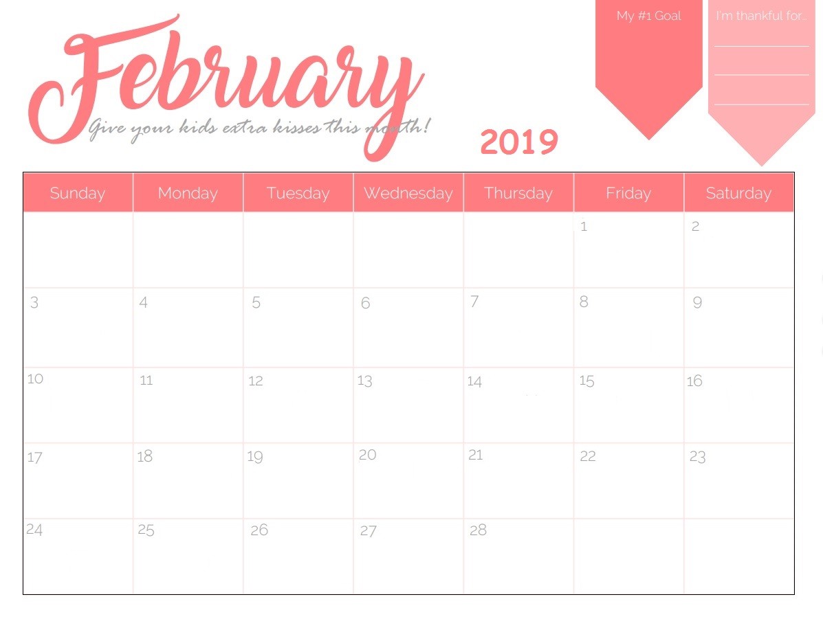 Printable Monthly Calendar 2019 Free Free Printable 2019 Monthly Calendar