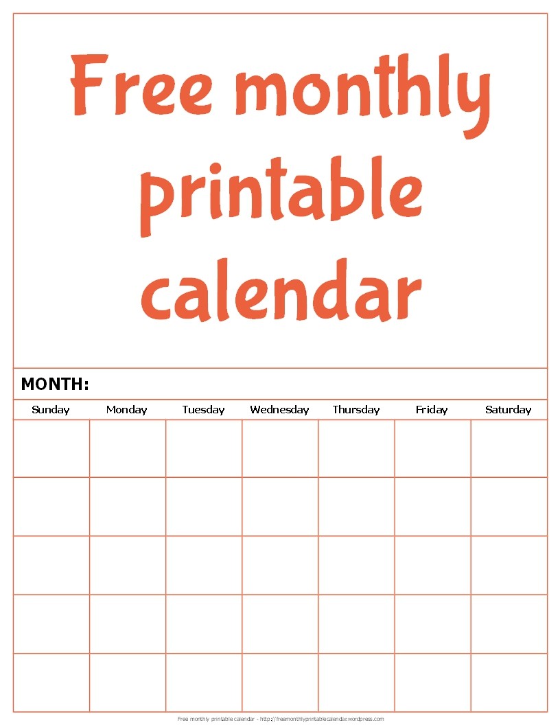 Printable Online Calendar Free Free Monthly Printable Calendar