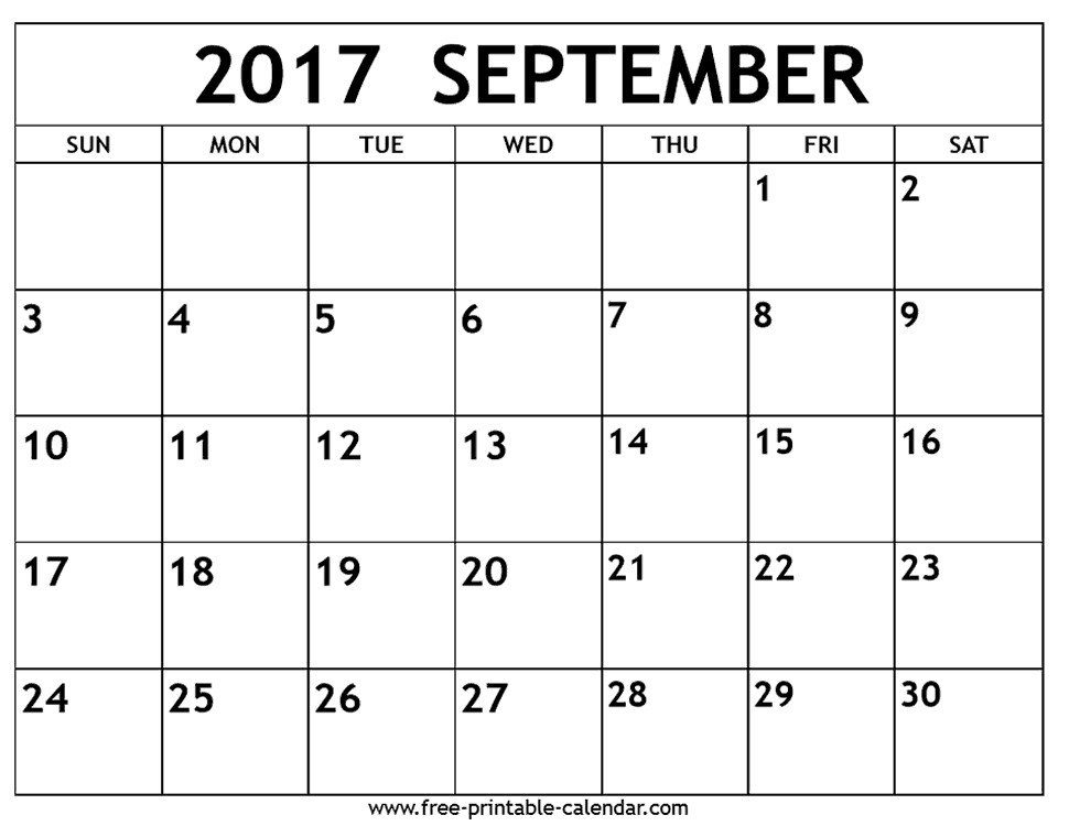 Printable September Calendar September 2017 Calendar Printable Template with Holidays Pdf