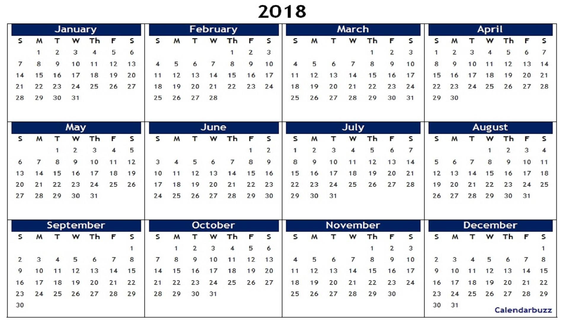 2018 yearly calendar printable templates of word excel pdf