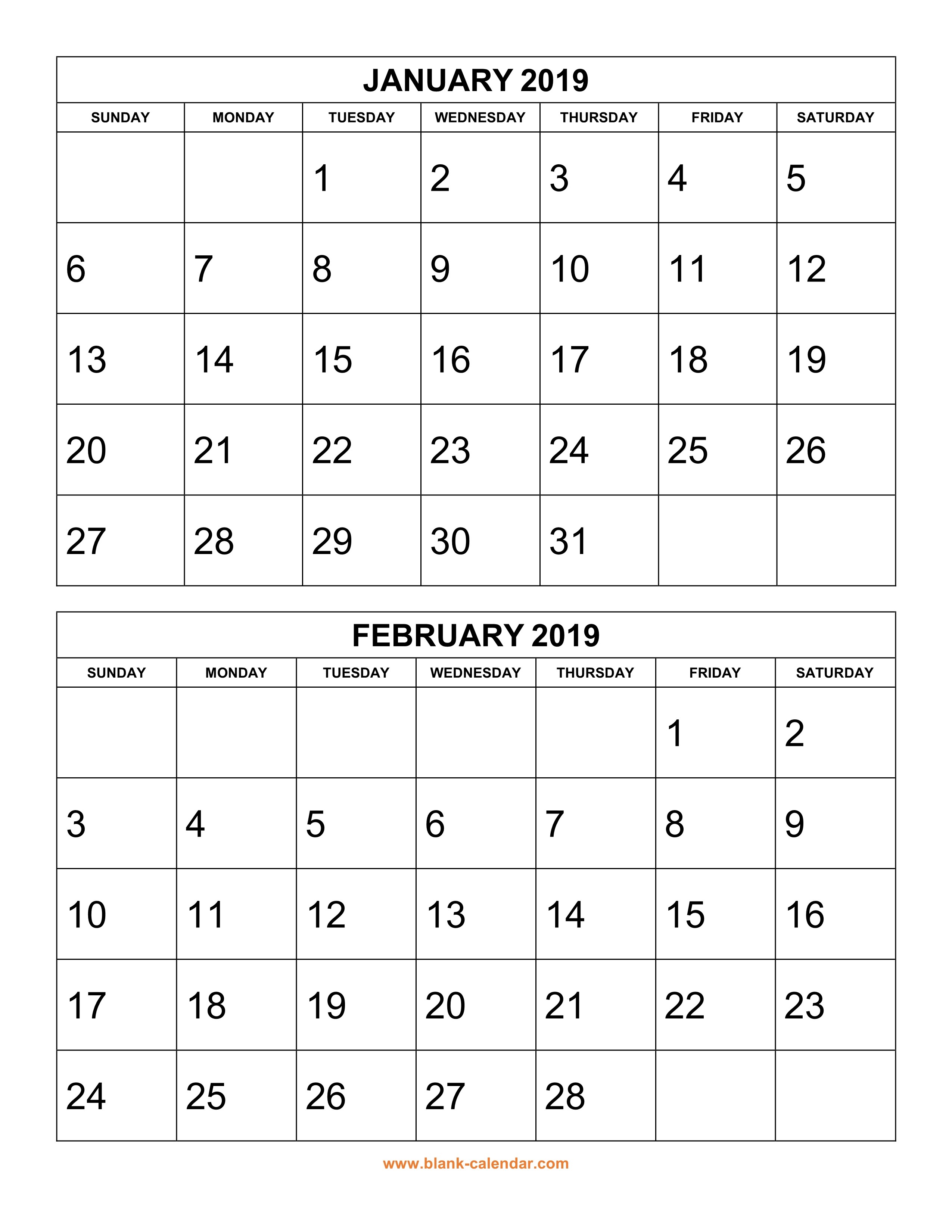 2 Month Calendar Printable Free Download Printable Calendar 2019 2 Months Per Page