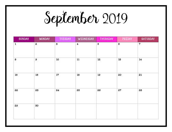 Printable Calendar September 2019 September 2019 Printable Calendar
