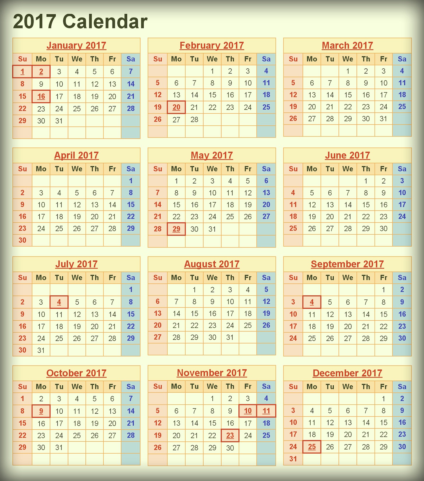 printable calendar 2017
