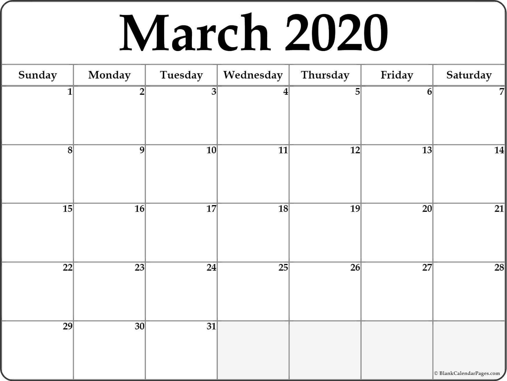 CAL=March 2020 calendar