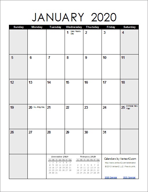 2020 Calendar Pdf Printable 2020 Calendar Templates and