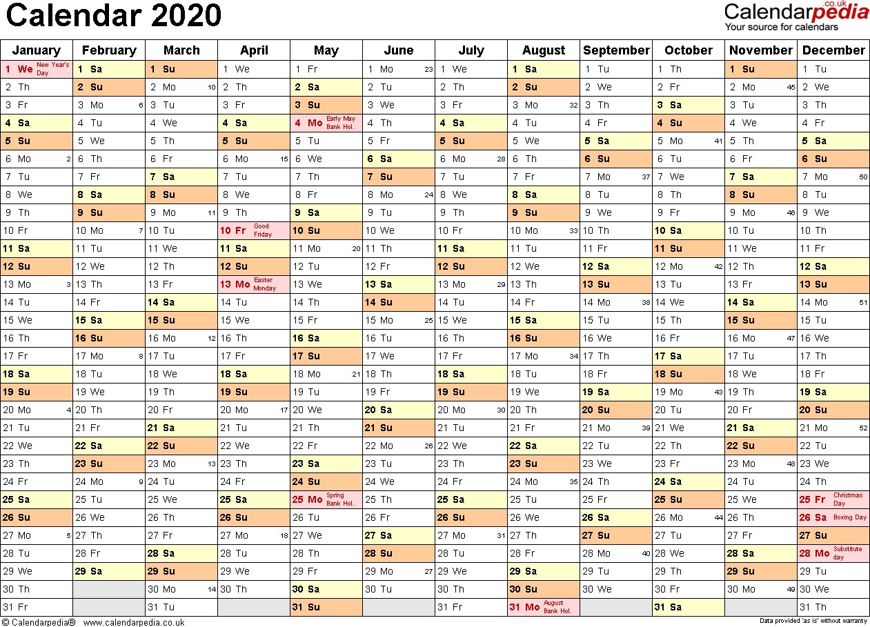 calendar 2020 word templates