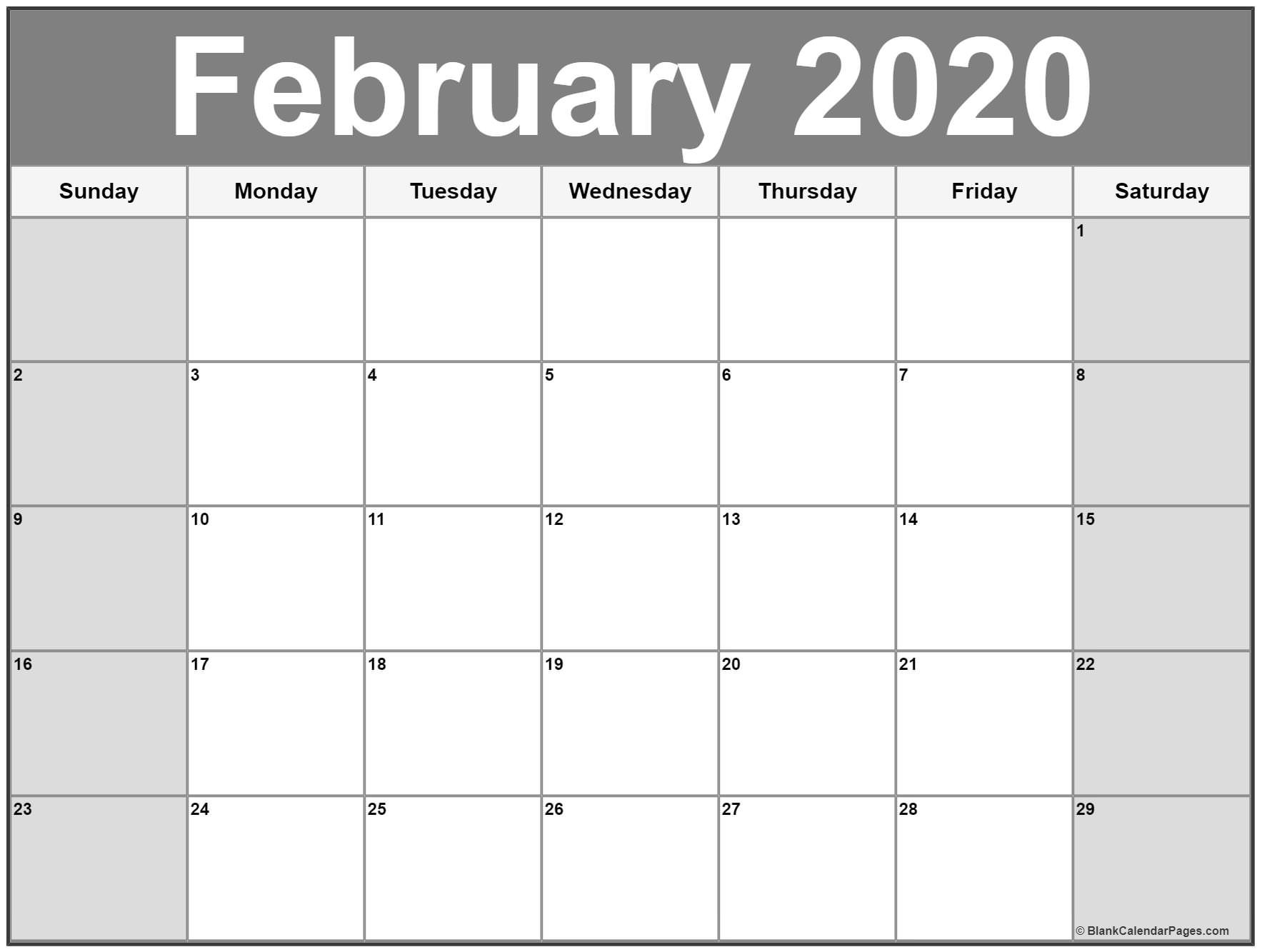 Free Printable February 2020 Calendar February 2020 Calendar