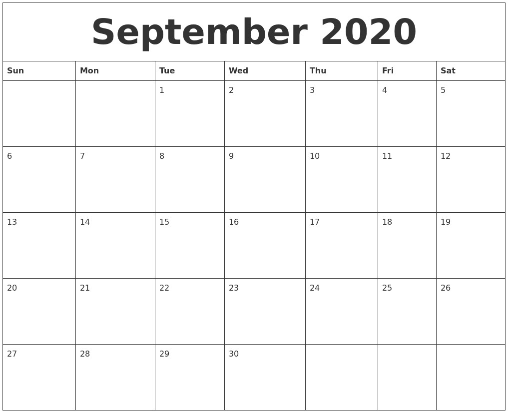 september 2020 calendar
