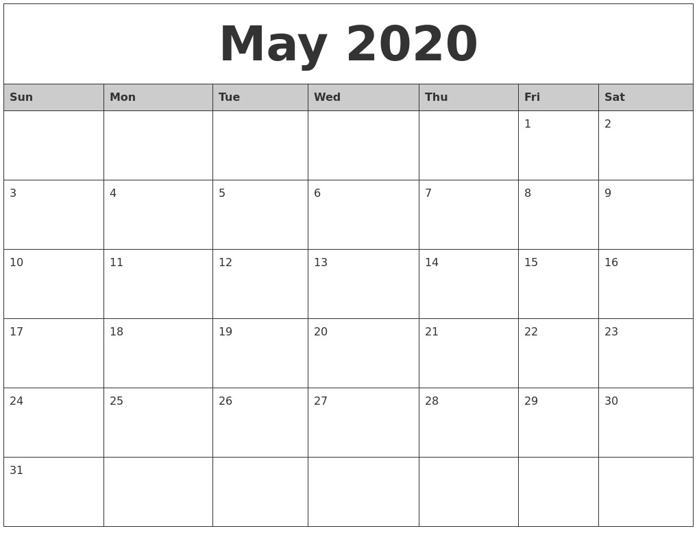 Free Printable Calendar 2020 by Month July 2020 Create Calendar