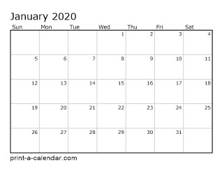 Printable 2020 Monthly Calendar 2020 Printable Monthly Calendar