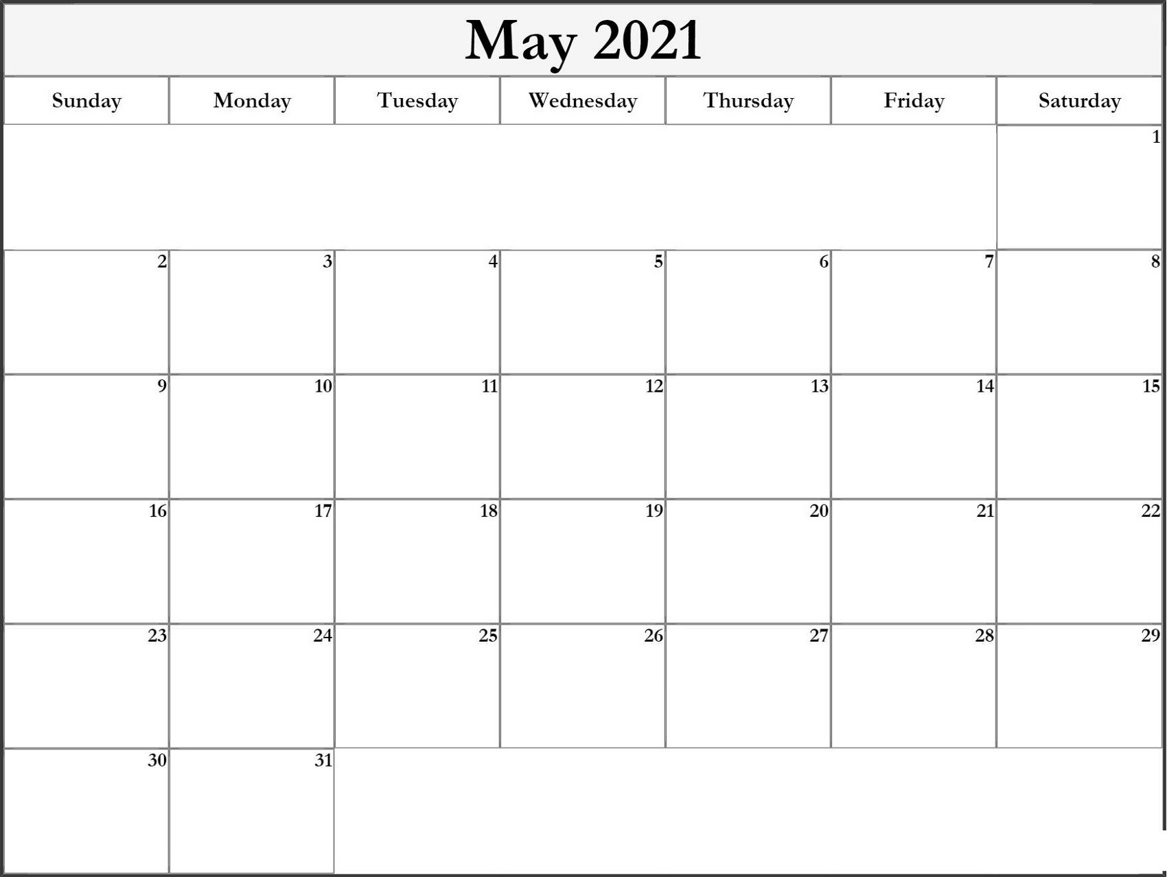 2021 monthly calendar template big font full page