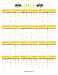2021 Printable Calendar Template 12 Month 12 Month Colorful Calendar for 2021 Free Printable Calendars