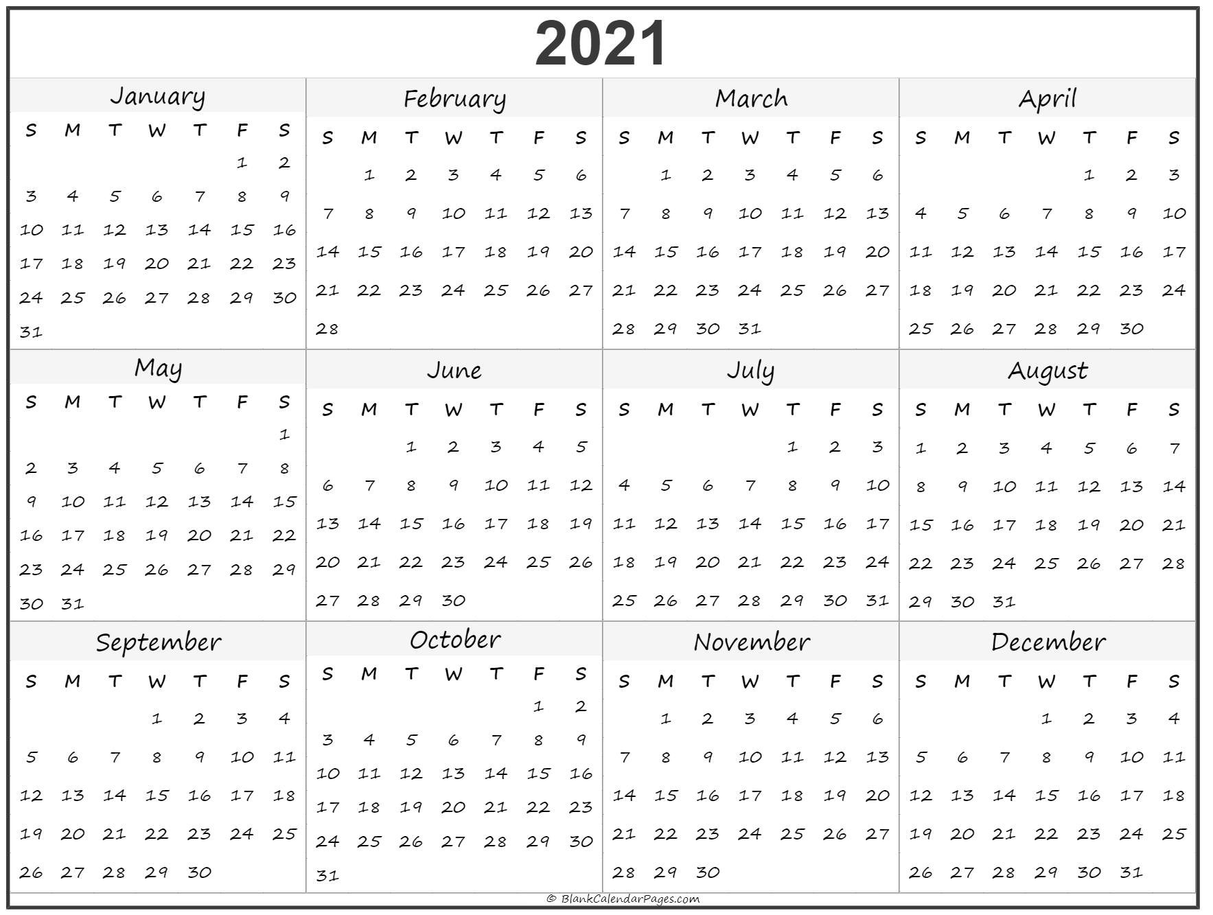 Calendar to Print 2021 Free All Months | Free Printable ...