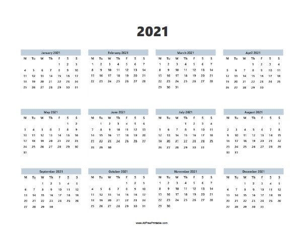 Calendar For Year 2021 Printable | Christmas Day 2020