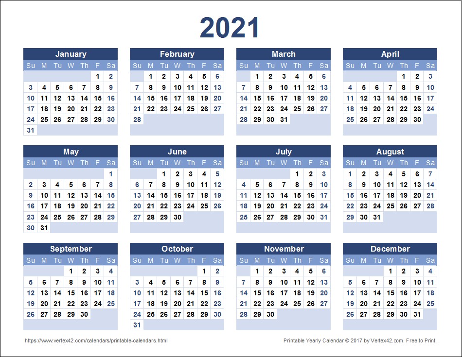 Printable Desktop Calendar 2021 Yearly for Scheduling the ...