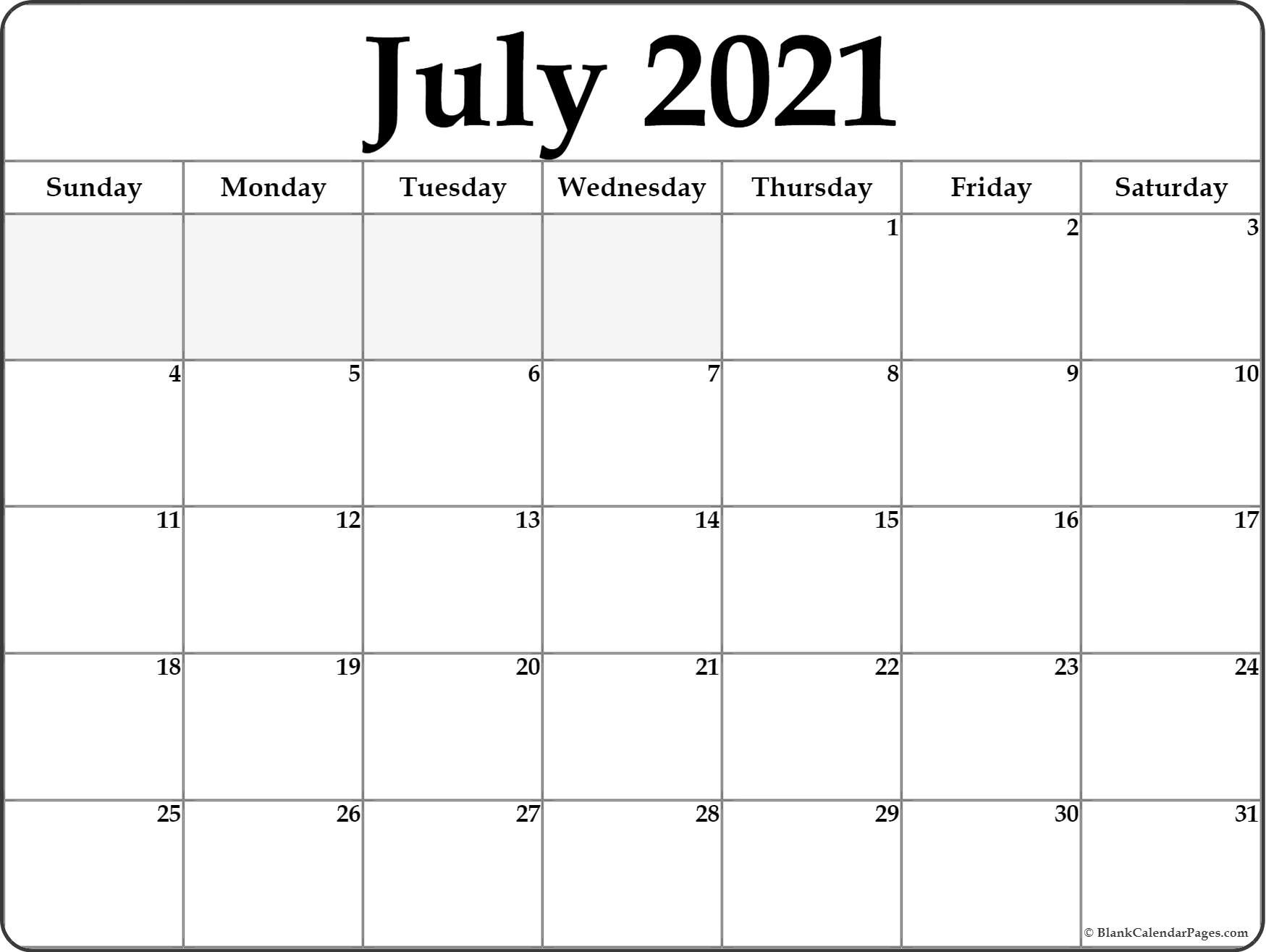 2021 Calendar Fillable July | Free Printable Calendar Monthly
