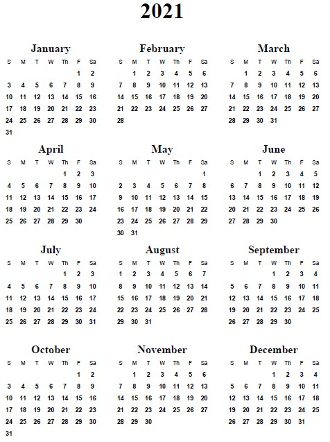 2021 Calendar Printable One Page | Free Printable Calendar ...
