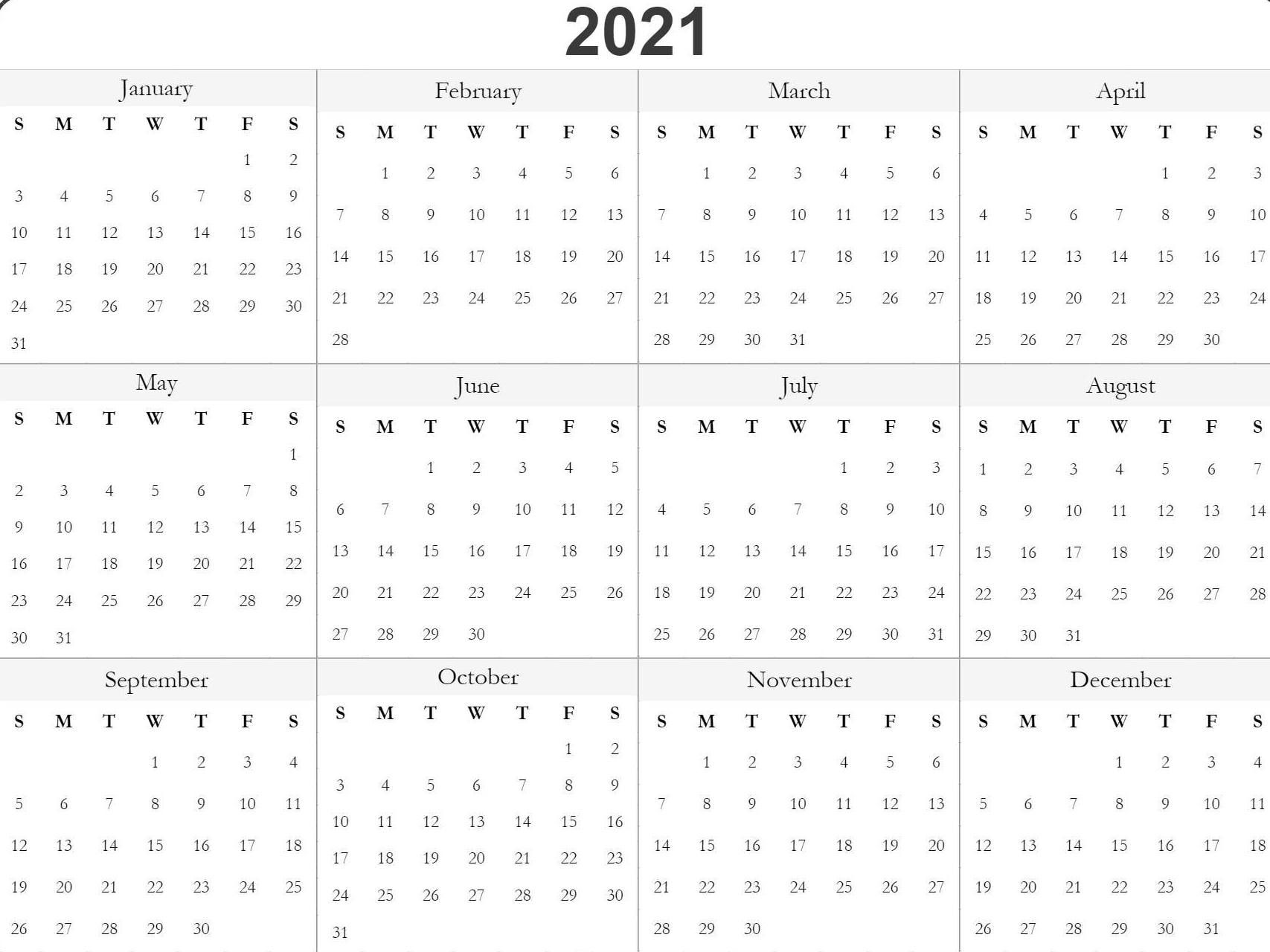 Blank 2021 Calendar Pdf Free Printable | Free Printable ...