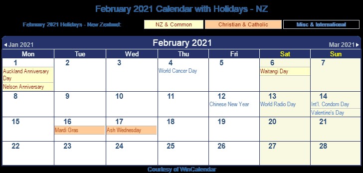 2021 Calendar February March New Zealand Print Friendly February 2021 New Zealand Calendar for Printing
