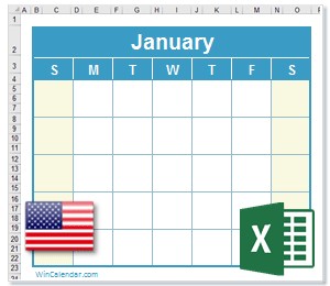 2021 Calendar with US Holidays as Excel XLS