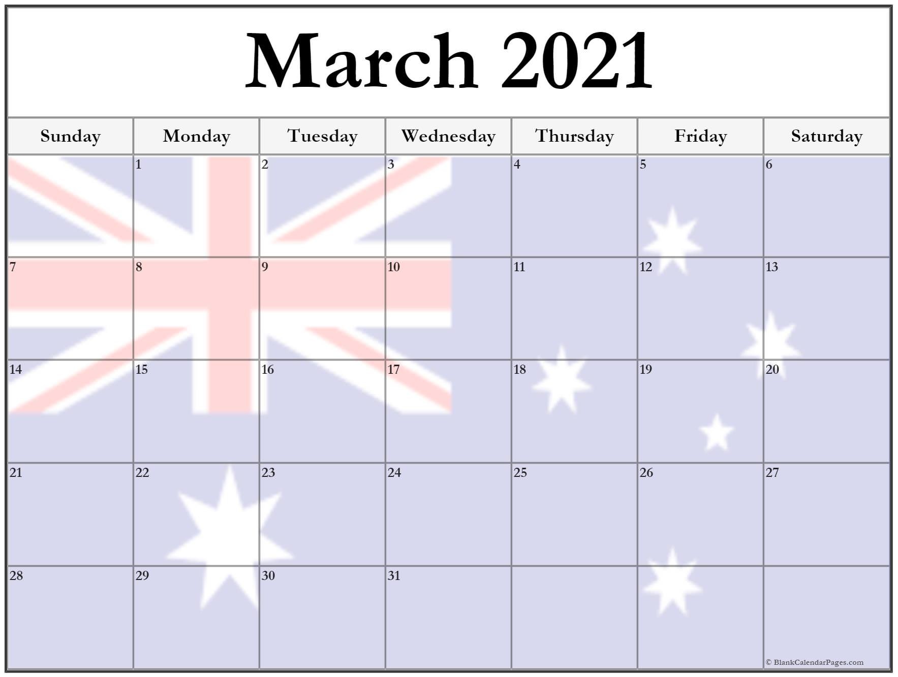 March April 2021 Calendar Australia Flag | Free Printable ...