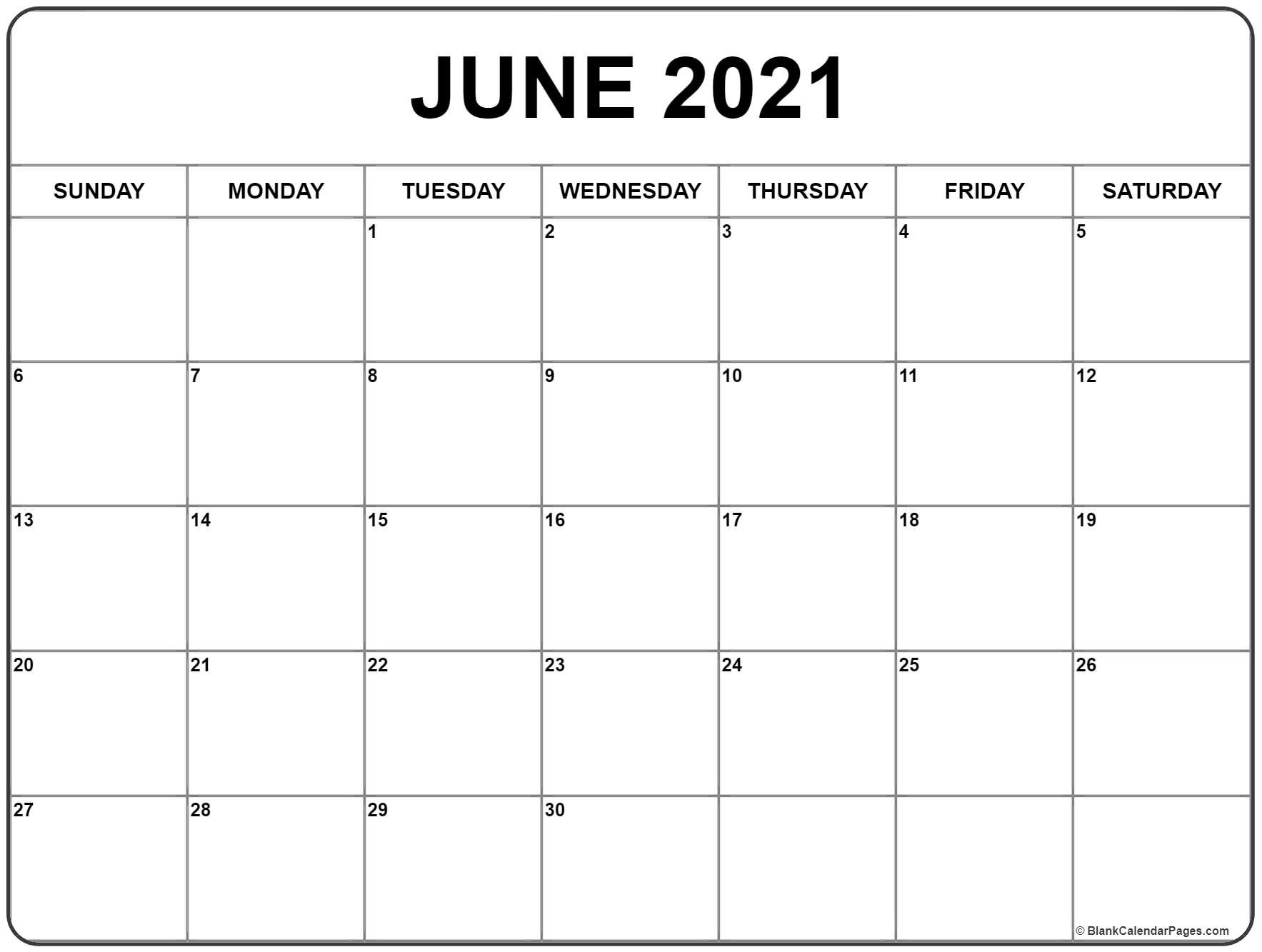 June 2021 calendar