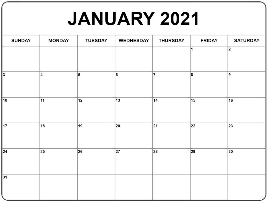 january 2021 calendar