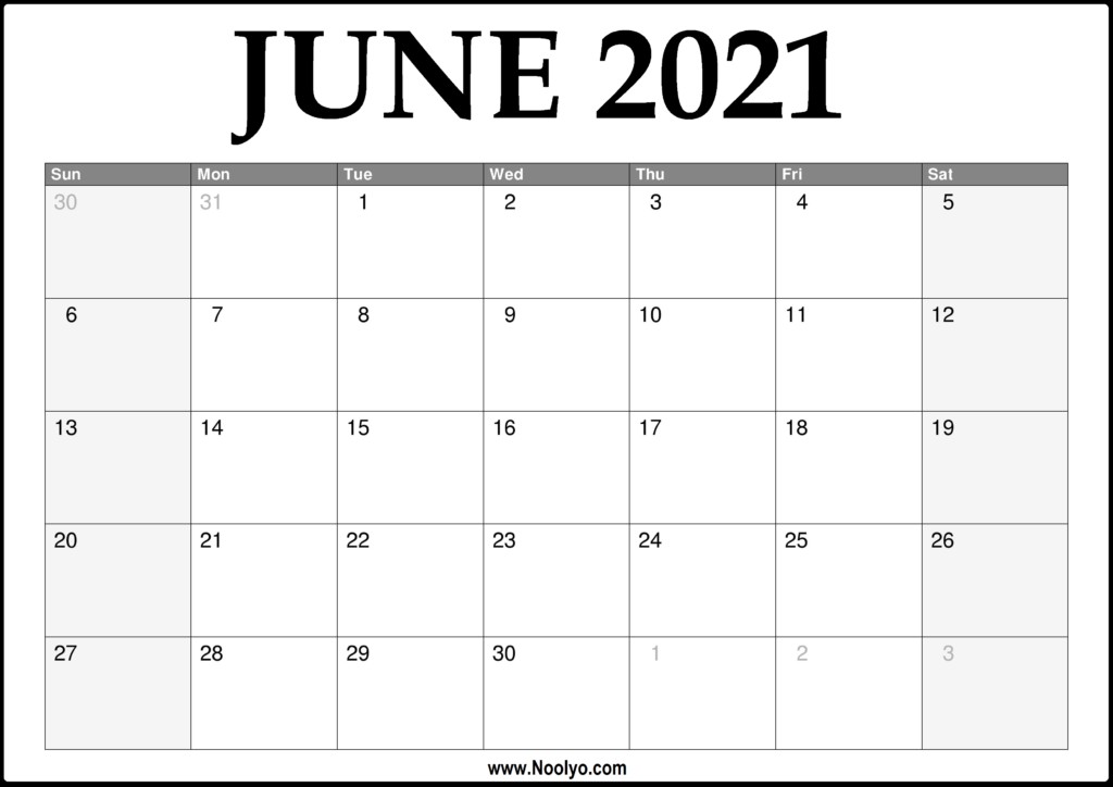 Blank June 2021 Calendar 2021 June Calendar Printable – Download Free – Noolyo