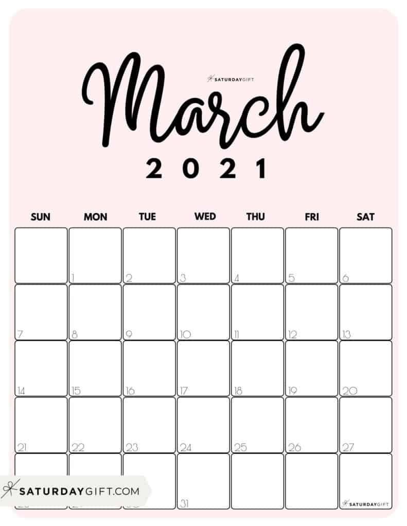 March 2021 Calendar Vertical Cute &amp; Free Printable March 2021 Calendar
