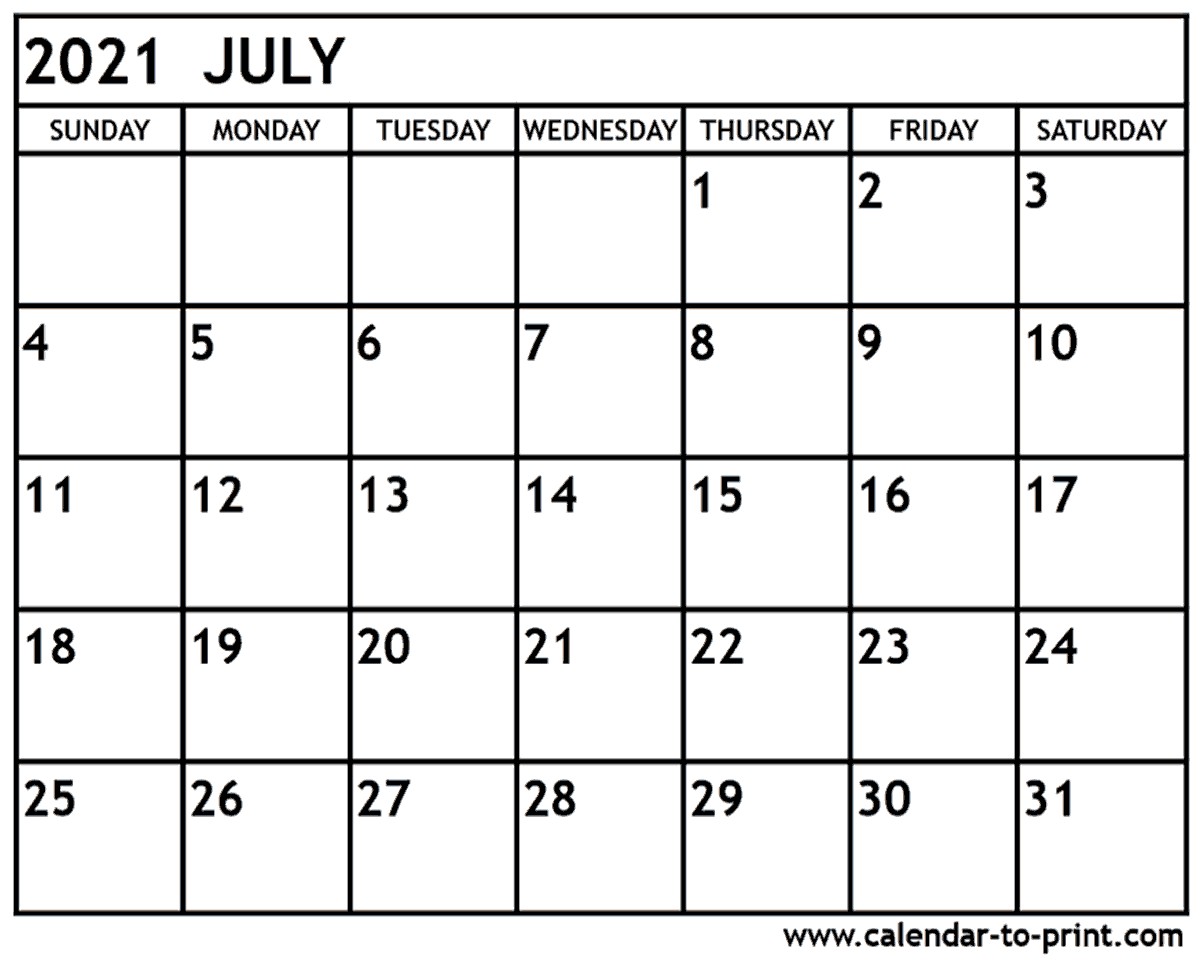 july 2021 calendar
