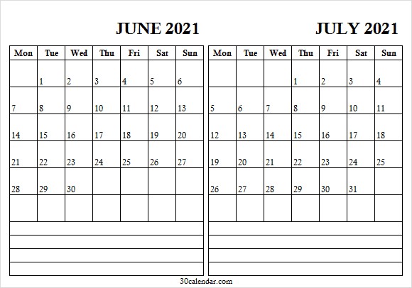 june july 2021 calendar template