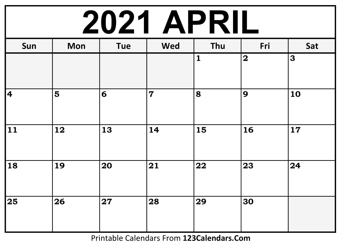 Printable April 2021 Calendars Printable April 2021 Calendar Templates