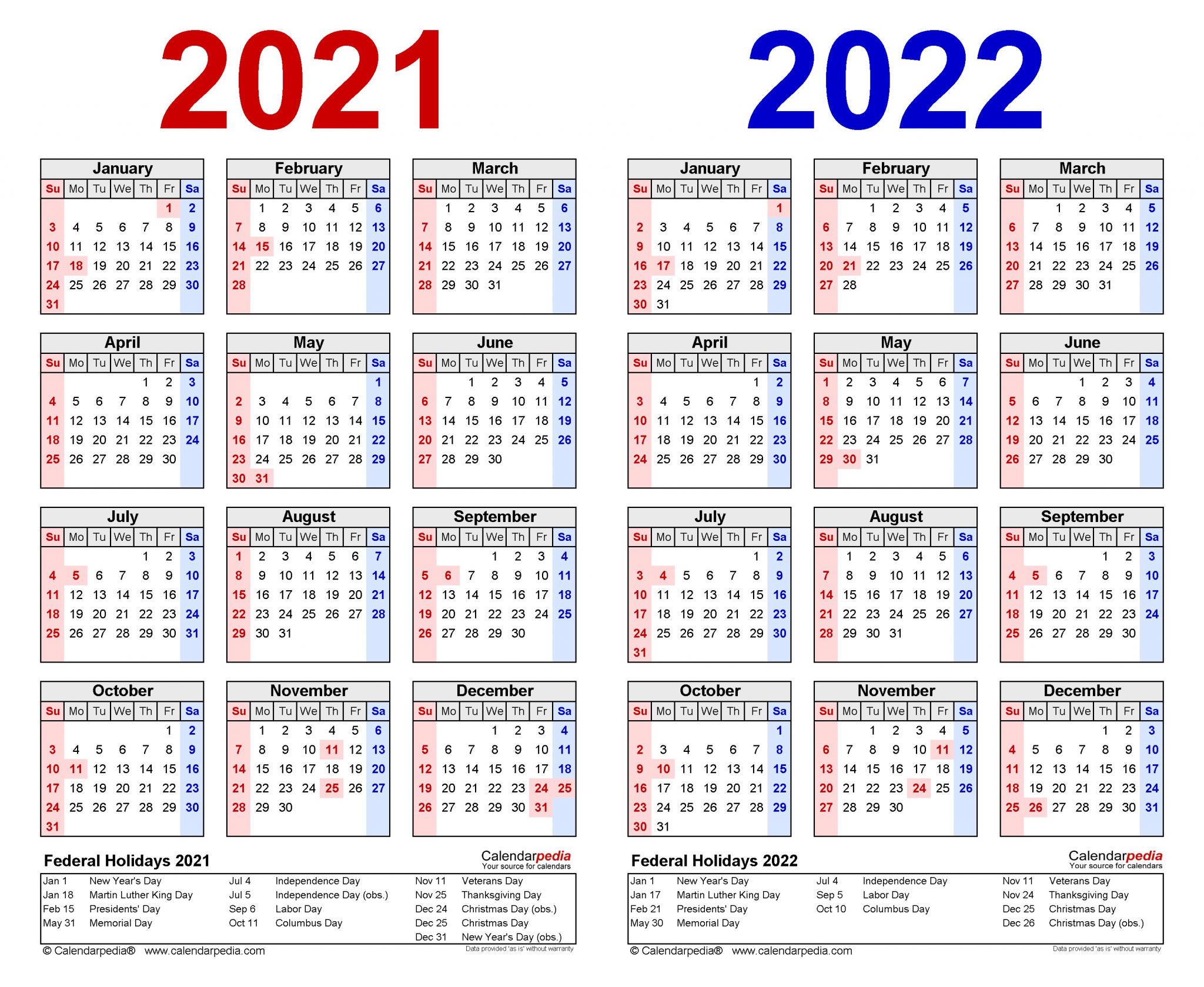two year 2021 2022 calendar word templates