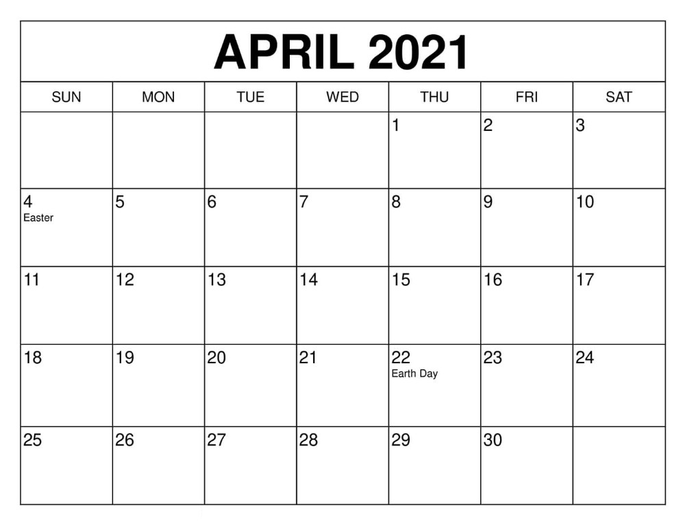 2021 Calendar for April April 2021 Calendar Uk Usa Holidays Template