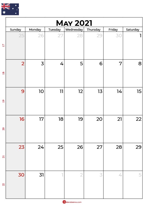 2021 Printable Calendar April May Download Free May 2021 Calendar Australia with Weeks