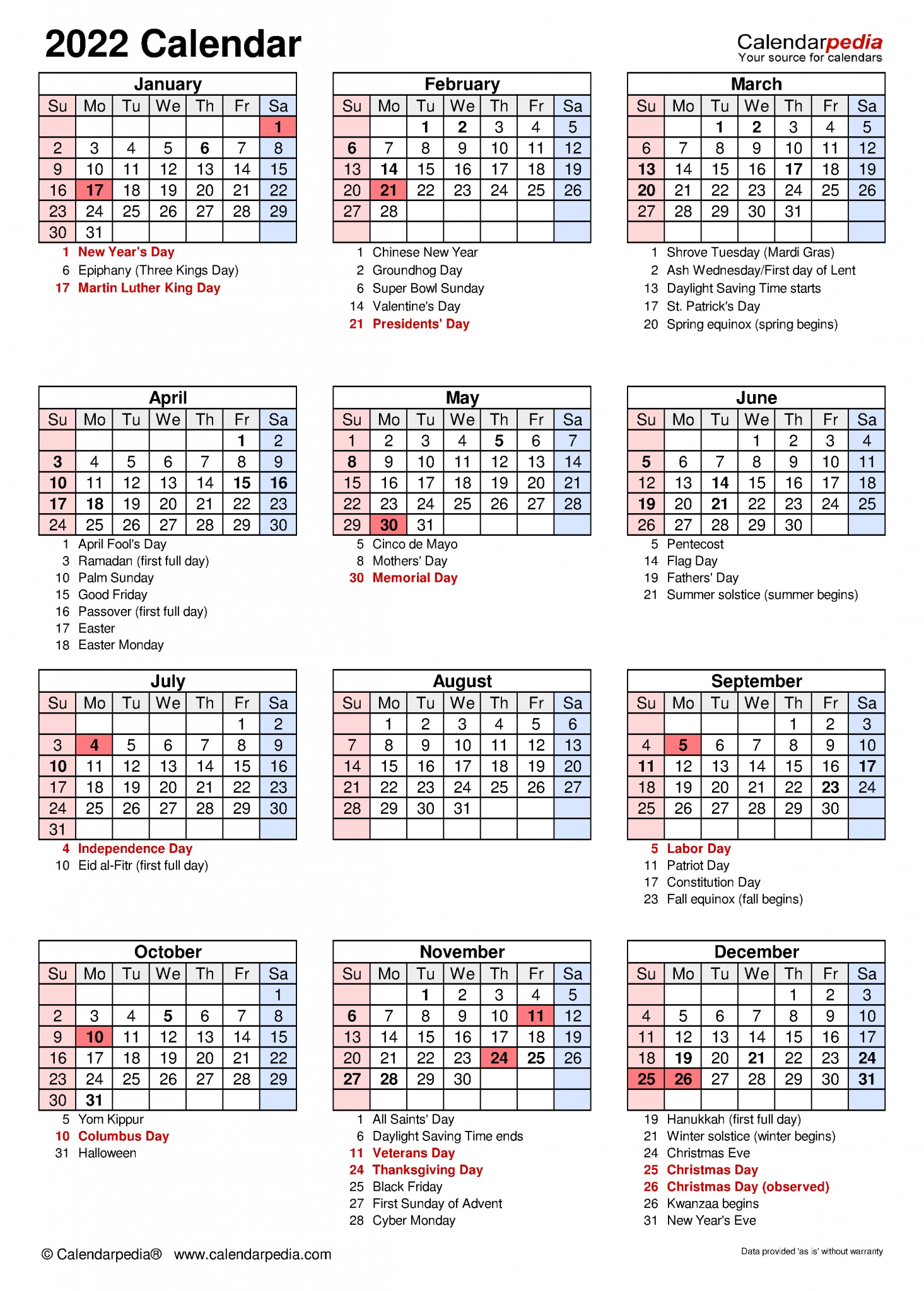 2022 Large Printable Calendar 2022 Calendar Free Printable Microsoft Word Templates