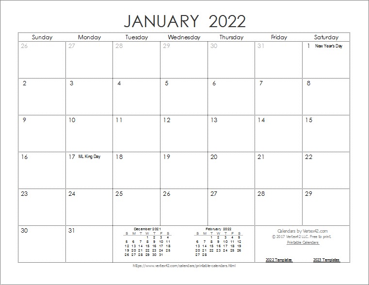 free download printable calendar 2022 in one page clean printable