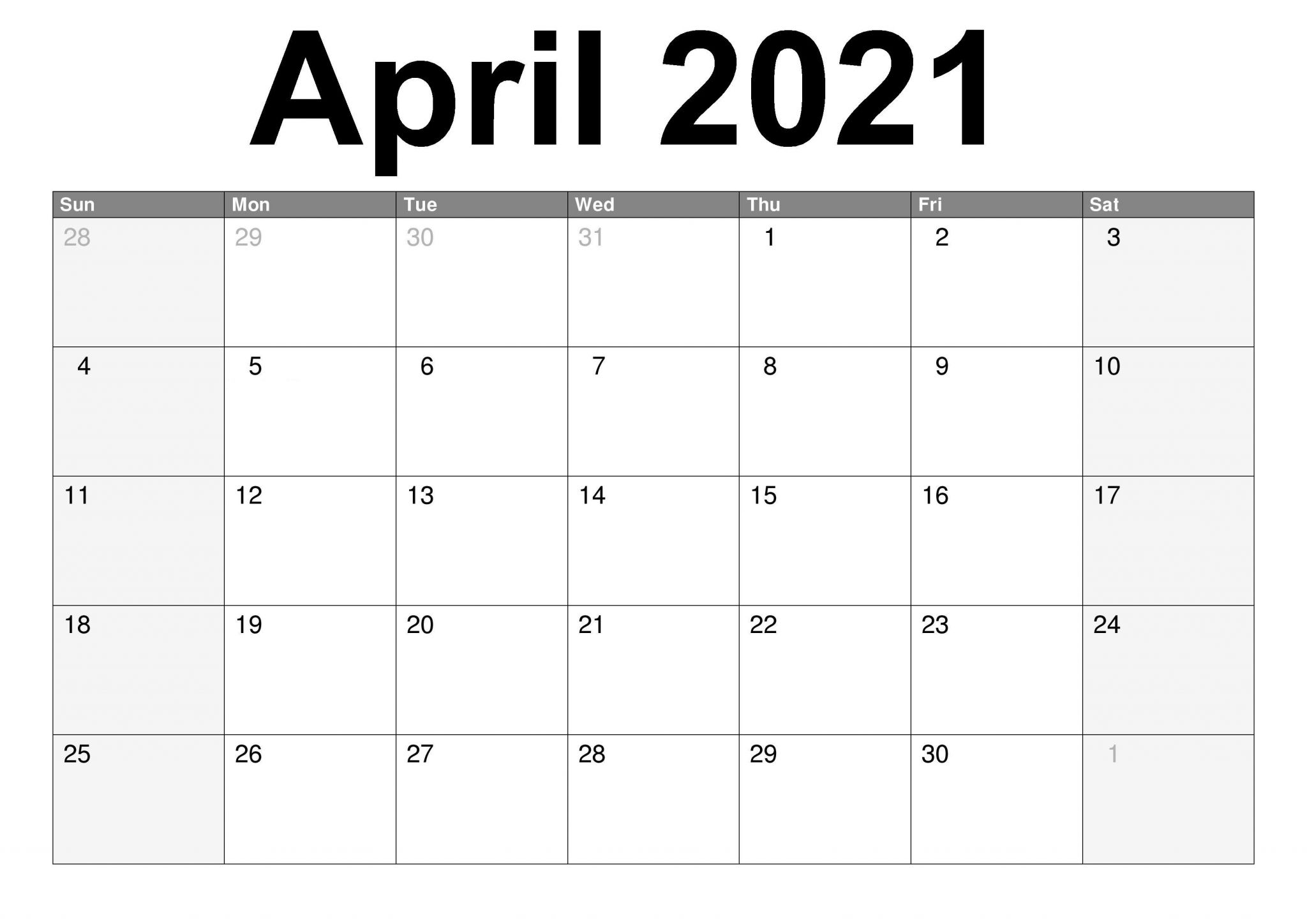April Calendar 2021 with Holidays April Calendar 2021 Holidays Calendar Templates