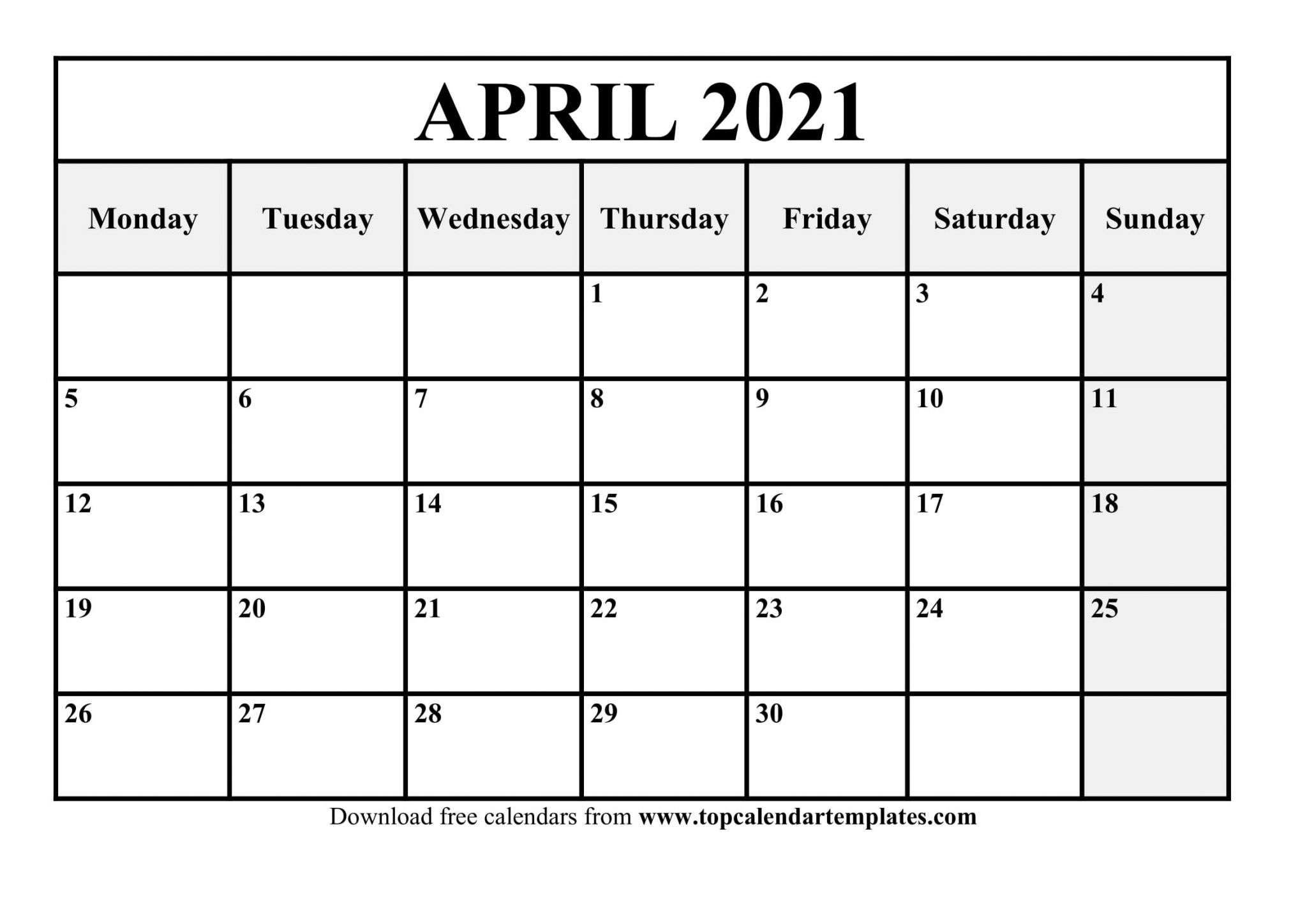 Calendar 2021 April Month Free April 2021 Calendar Printable Pdf Word Templates